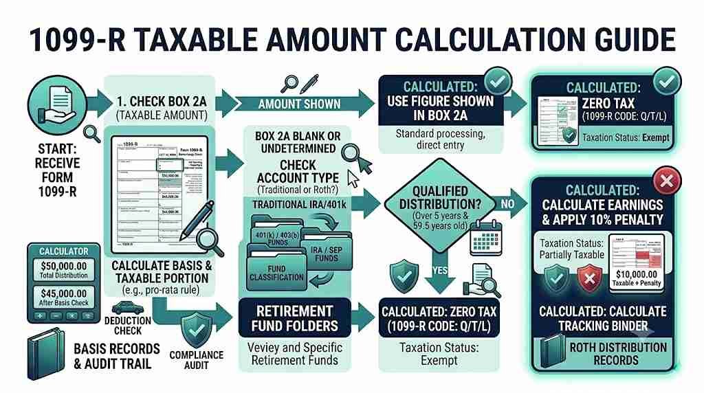 how do i calculate taxable amount on 1099-r